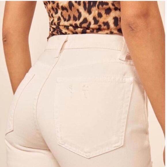 Reformation Julia High Cigarette Jean in Ivory Destroyed Wash Women’s size 27 - Picture 15 of 15